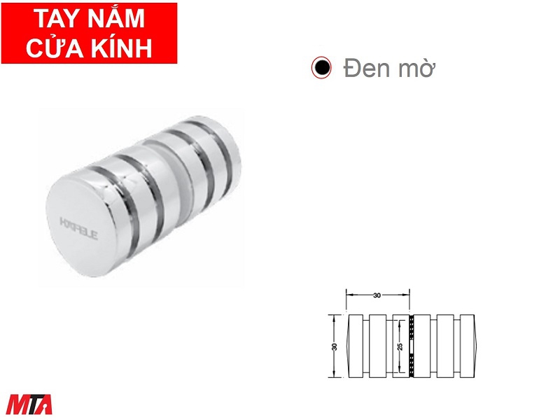 Tay nắm cửa kính Hafele 981.71.143 màu đen mờ