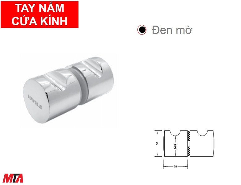 Tay nắm cửa kính Hafele 981.71.153 màu đen mờ