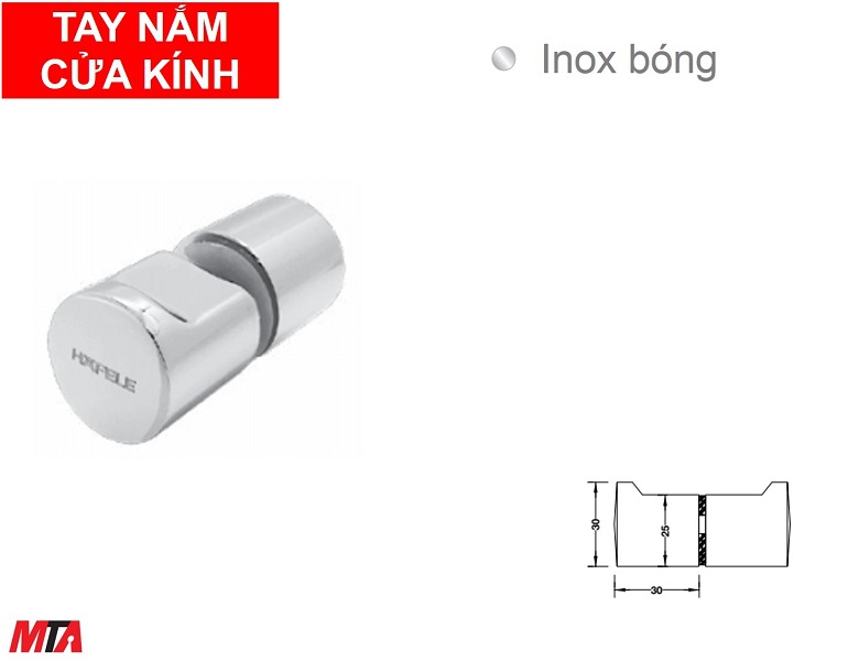 Tay nắm cửa kính Hafele 981.71.162 màu crome bóng