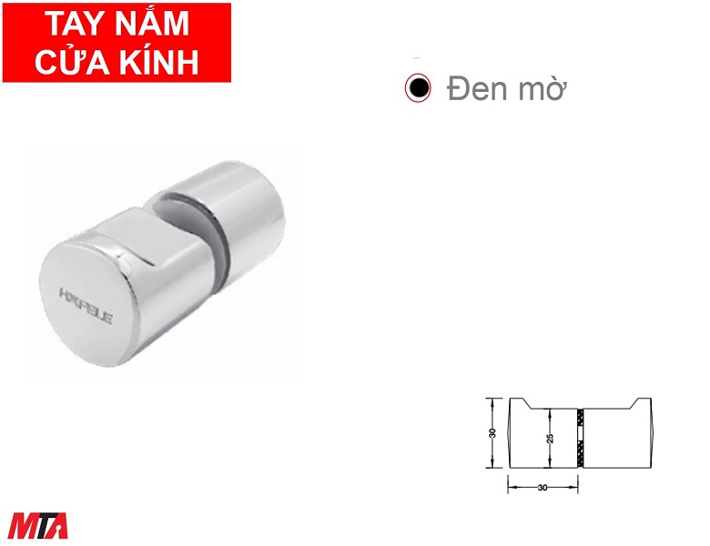 Tay nắm cửa kính Hafele 981.71.163 màu đen mờ