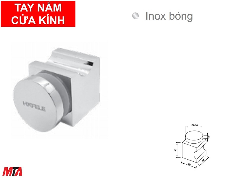 Tay nắm cửa kính Hafele 981.71.172 màu crome bóng