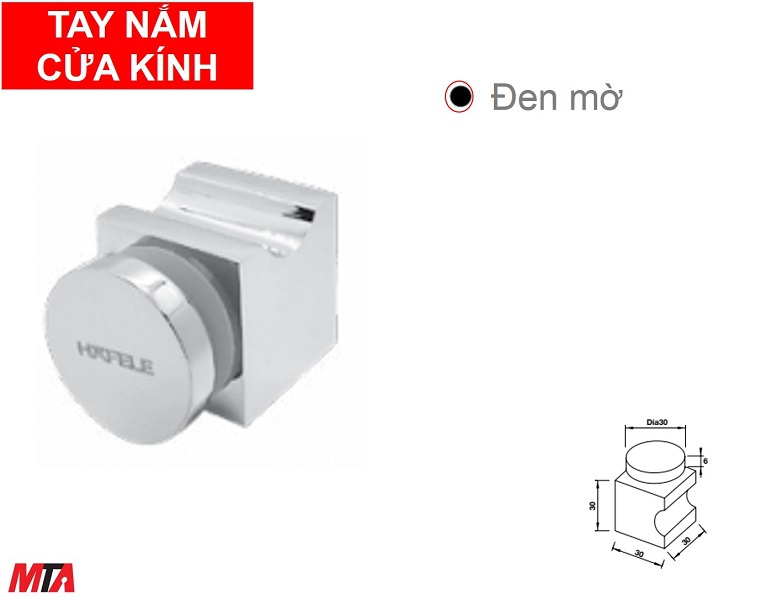 Tay nắm cửa kính Hafele 981.71.173 màu đen mờ