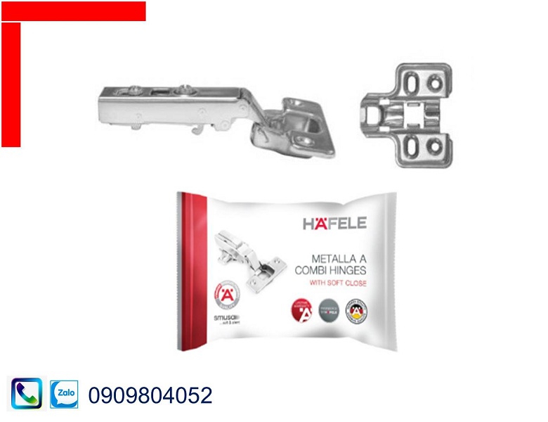 Bản lề giảm chấn Hafele 493.03.020 DIY trùm ngoài bằng thép