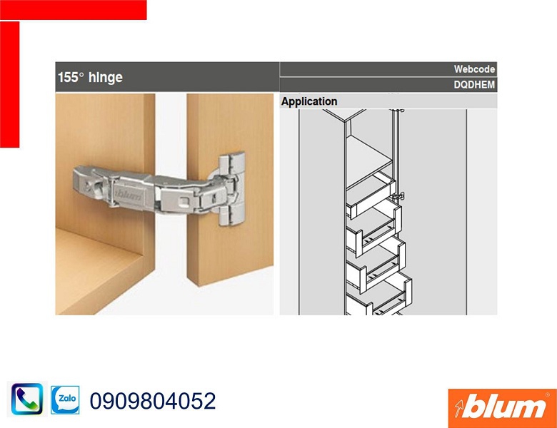 Bản lề tủ Blum 71B7550 trùm ngoài cho ứng dụng đặc biệt màu nickel