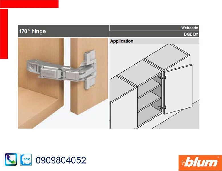 Bản lề giảm chấn Blum 71T6550 trùm ngoài cho không gian hẹp màu nickel