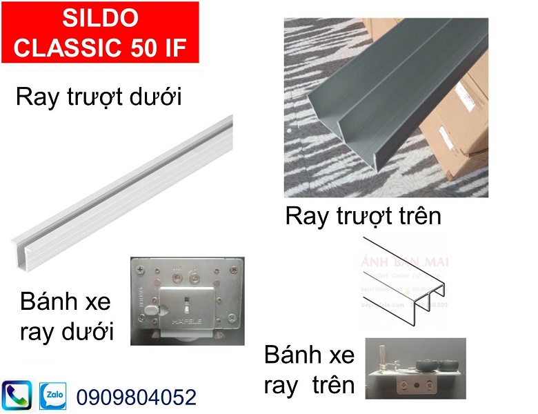 Phụ kiện cửa lùa tủ áo Hafele 401.30.003 cửa 3 cánh lọt lòng 50kg gỗ dày 18-21mm