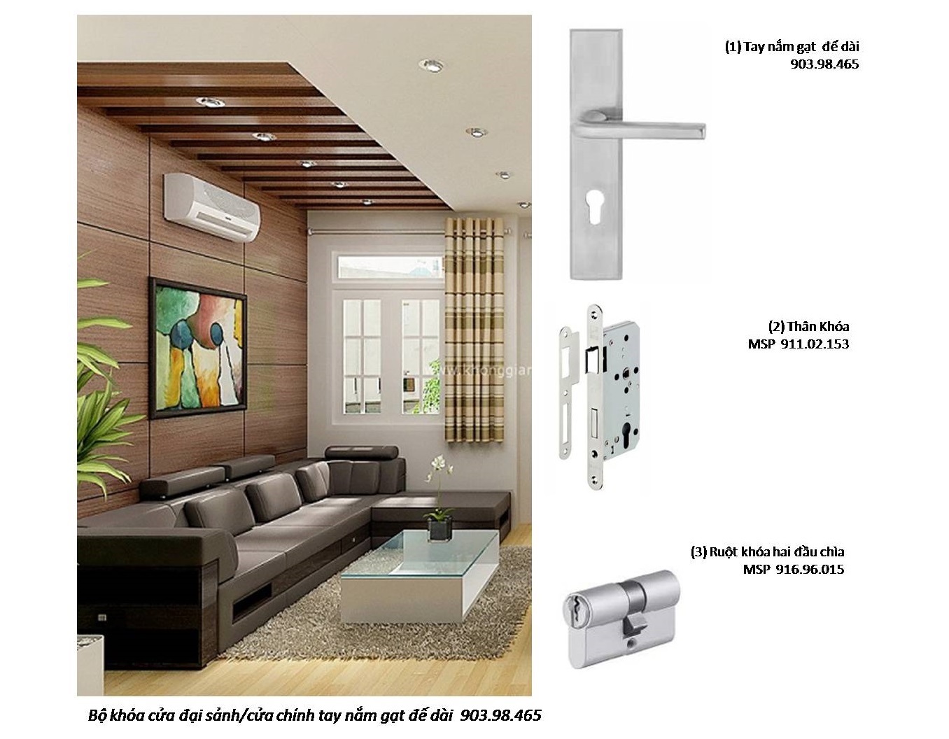 Bộ khóa cửa Hafele tay gạt đế dài Inox 304 MSP 903.98.465