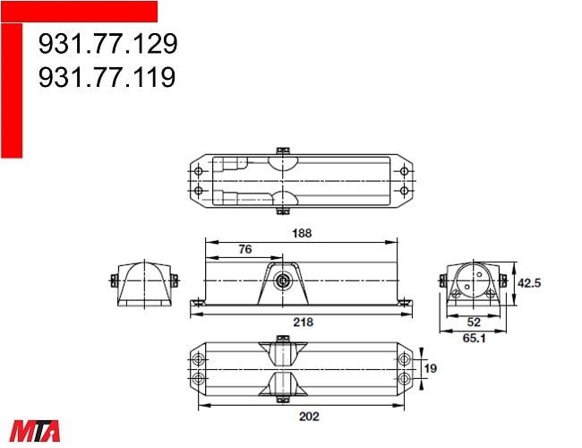 Thiết bị đóng cửa tự động hafele 931.77.119 cửa rộng 1100mm năng 80 kg có chức năng giữ cửa