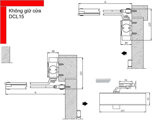 Tay co thủy lực Hafele DCL15 MSP 931.84.623 cửa rộng 1100mm năng 80 kg không giữ cửa
