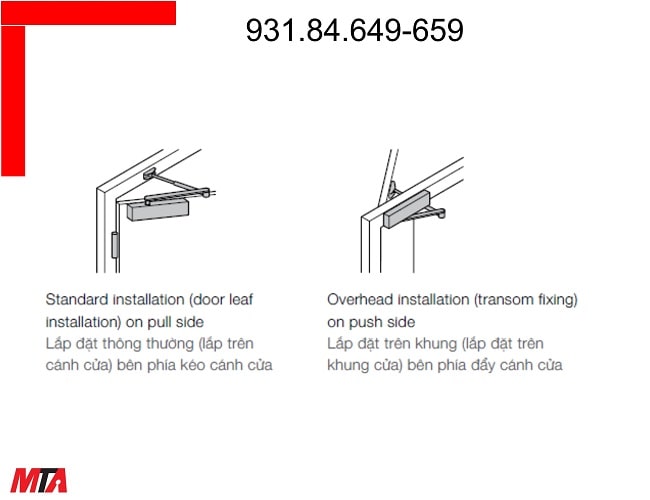 Tay đẩy hơi Hafele DCL11 MSP 931.84.643 cửa rộng 950mm năng 60 kg không giữ cửa màu đen