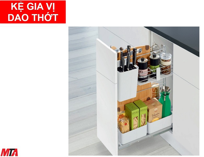 Kệ gia vị hafele 545.13.951 đa năng màu trắng tủ rộng 300mm