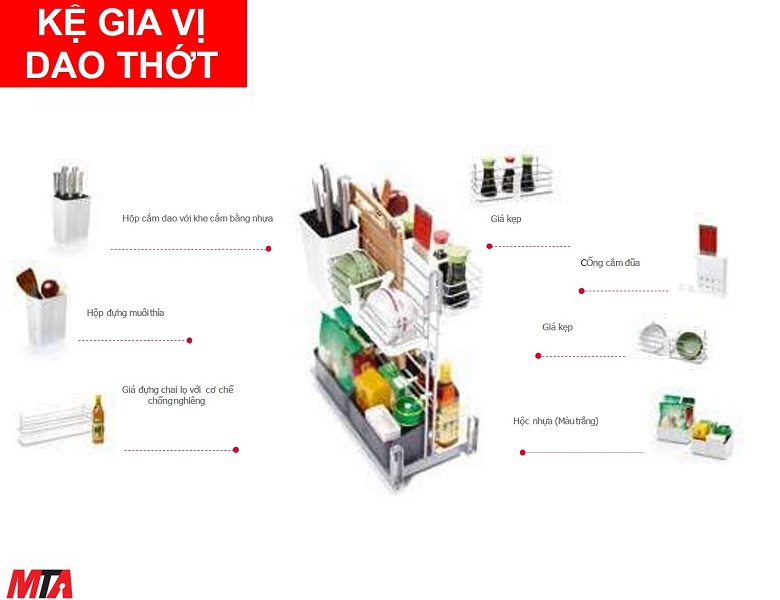 Kệ gia vị hafele 545.13.951 đa năng màu trắng tủ rộng 300mm
