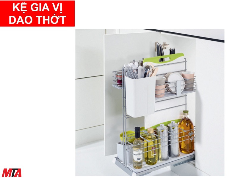 Kệ gia vị hafele 549.24.952 đa năng màu trắng tủ rộng 400mm