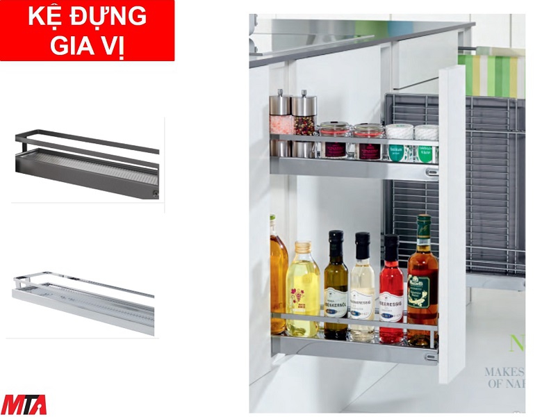 Kệ gia vị hafele 545.61.028 màu trắng 2 tầng tủ rộng 150mm