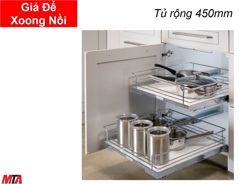 Giá để xoong nồi hafele 540.26.664 rổ kéo lọt lòng tủ rộng 450mm