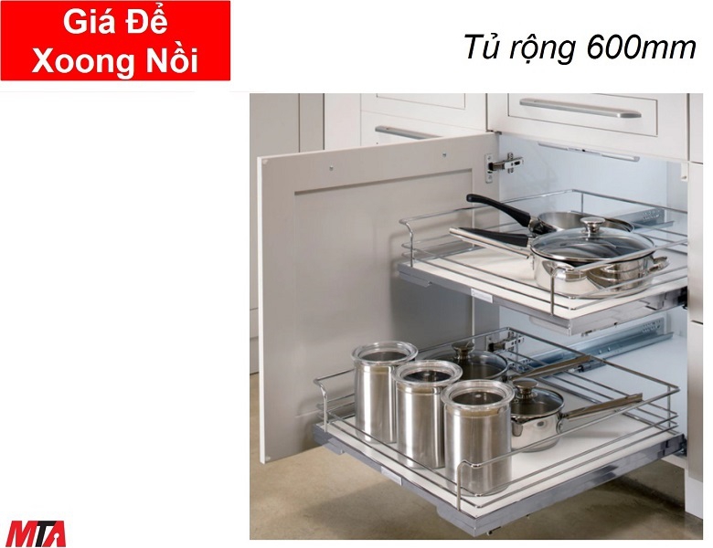 Giá để xoong nồi hafele 540.26.667 rổ kéo lọt lòng tủ rộng 600mm