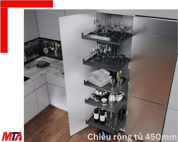 Tủ đồ khô Hafele Kessebohmer CONVOY Lavido 549.63.494 - Khay màu đen chì - phù hợp tủ bếp dưới rộng 450mm
