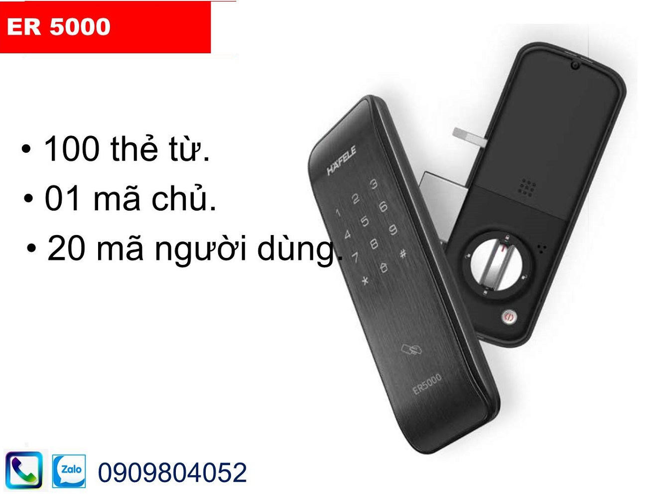 Khóa điện tử Hafele ER5000 không tay nắm màu đen 912.05.318