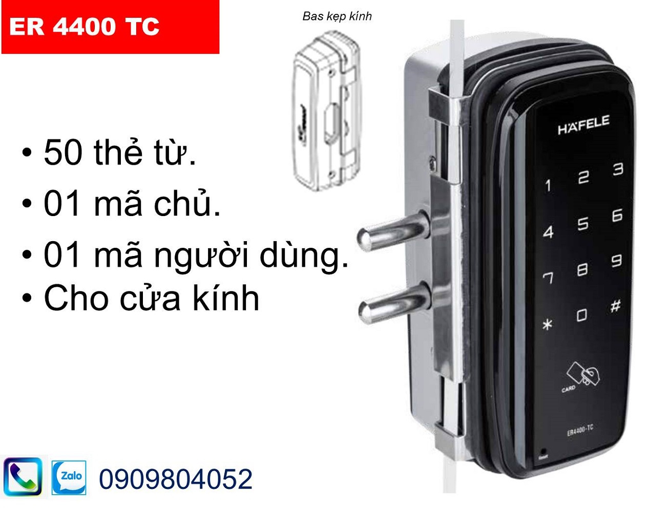 Khóa điện tử Hafele cho cửa kính ER4400-TC MSP 912.20.228