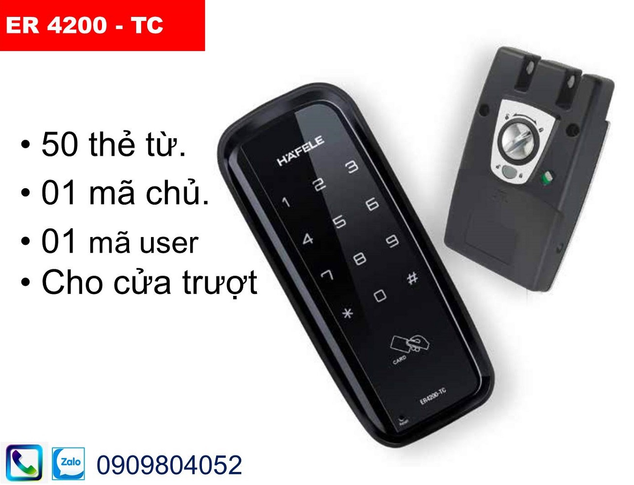 Khóa điện tử Hafele ER4200-TC 912.05.690 cửa trượt