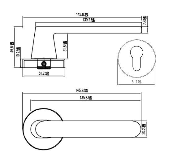 Khóa tay gạt mạ vàng hafele DIY set B 499.63.615 cửa phòng vệ sinh