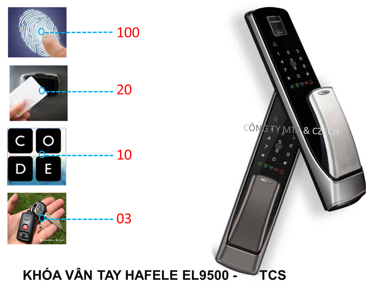 Khóa vân tay Hafele EL9500 MSP 912.20.369 màu xám