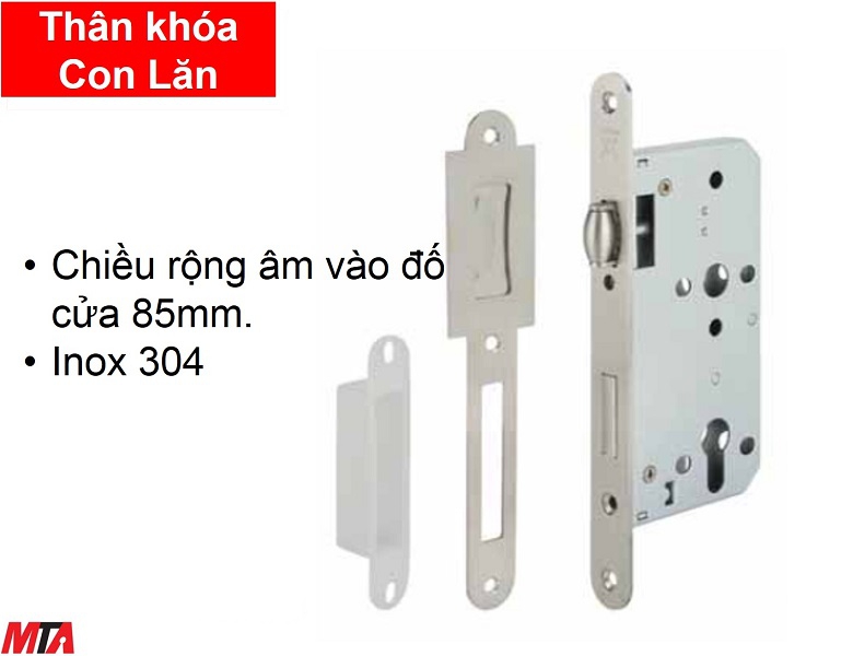 Khóa cửa hafele 911.24.068 thân khóa con lăn inox304 BS60/72mm