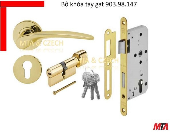 Bộ khóa hafele 903.98.147 tay nắm gạt cửa phòng inox304 mạ vàng PVD