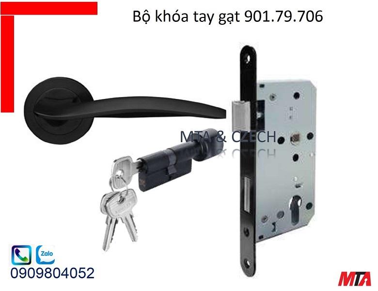 Khóa tay gạt hafele 901.79.706 kiểu tay WIND mạ đen mờ