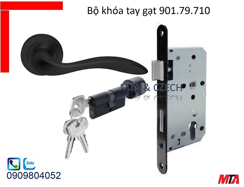 Khóa tay gạt hafele 901.79.710 kiểu tay GIAVA mạ đen mờ