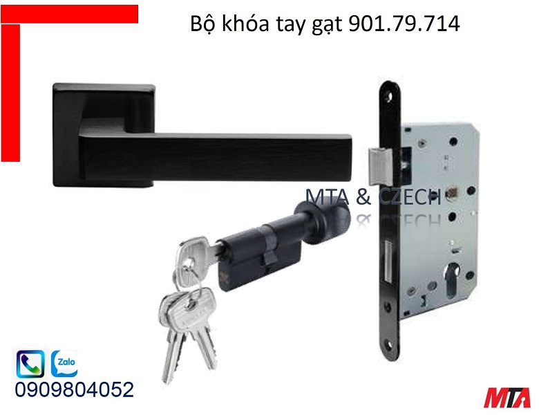 Khóa tay gạt hafele 901.79.714 kiểu tay TECHNA mạ đen mờ
