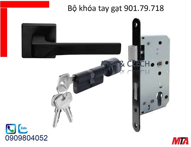 Khóa tay gạt hafele 901.79.718 kiểu tay FLASH mạ đen mờ