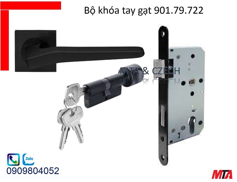Khóa tay gạt hafele 901.79.722 kiểu tay PRESO đồng thau đen mờ