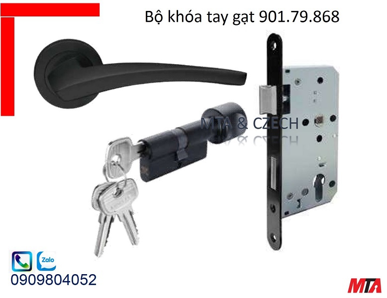 Khóa cửa hafele 901.79.868 tay gạt phân thể DUNE đồng thau mạ đen mờ