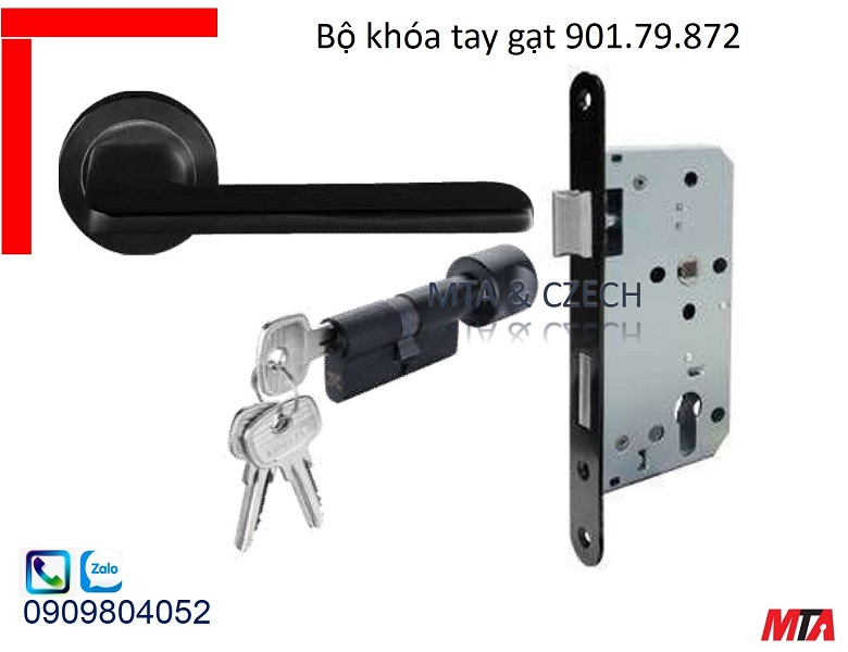 Khóa tay gạt hafele 901.79.872 BLADE đồng thau mạ đen mờ