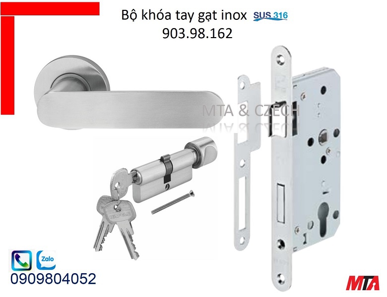 Bộ khóa tay gạt hafele 903.98.162 inox316 chiều dài tay120mm