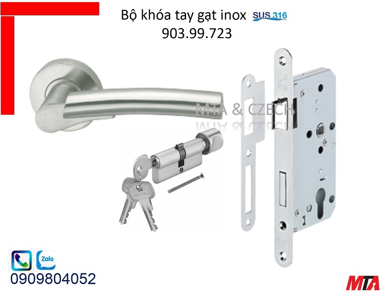 Bộ khóa tay gạt hafele 903.99.723 inox316 chiều dài tay135mm