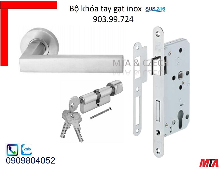 Bộ khóa tay gạt hafele 903.99.724 inox316 chiều dài tay135mm