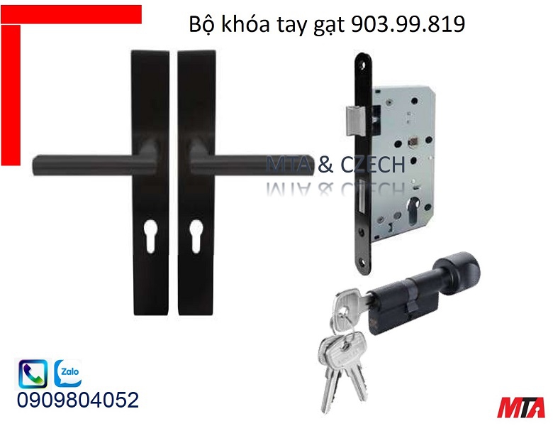 Khóa tay gạt hafele 903.99.819 Inox304 mạ đen mờ đế dài