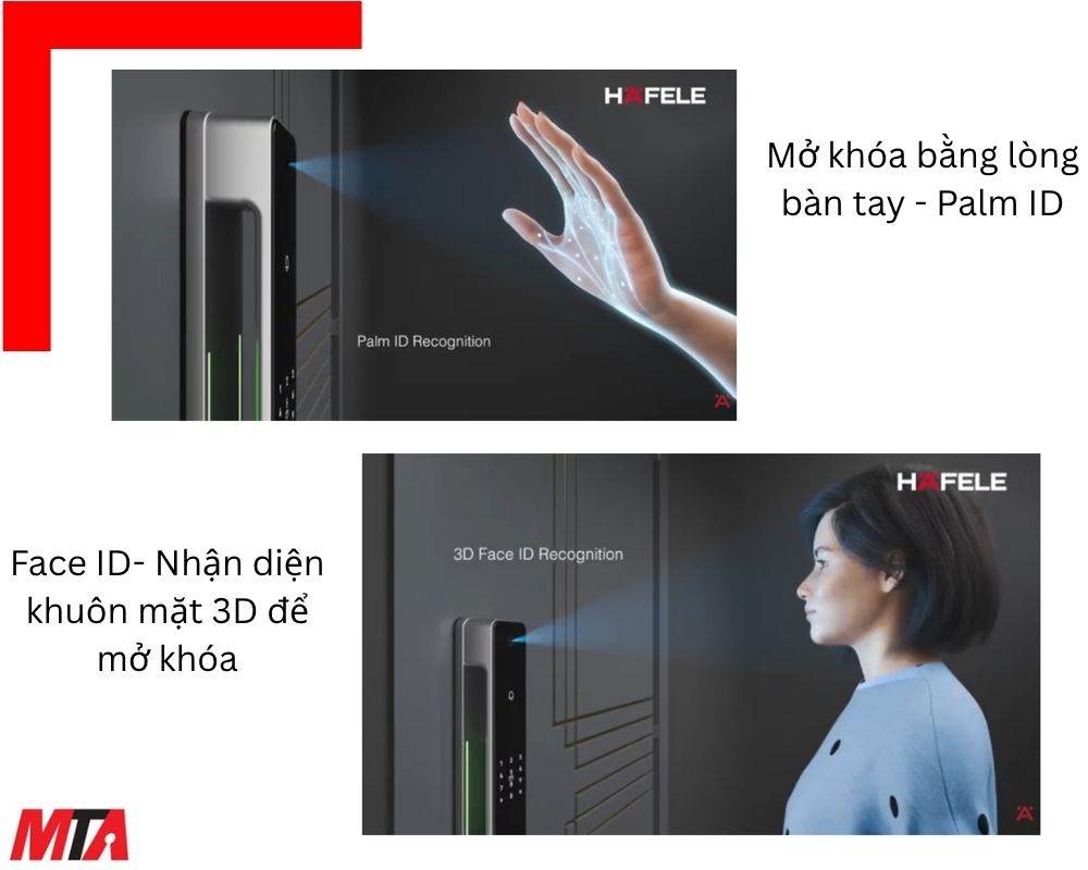 Khóa điện tử Hafele Infinity PP2502W MSP 499.21.223 – Mở khóa bằng lòng bàn tay và nhận diện khuôn mặt