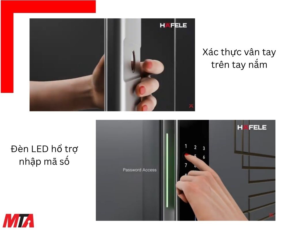 Khóa điện tử Hafele Infinity PP2502W MSP 499.21.223 – Mở khóa bằng lòng bàn tay và nhận diện khuôn mặt