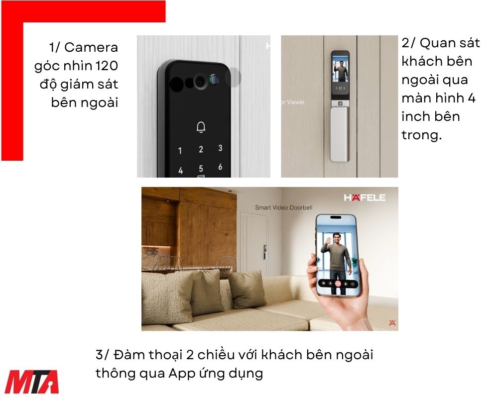 Khóa điện tử Hafele Horizon PP2501W 499.21.224 – nhận diện khuôn mặt và camera an ninh