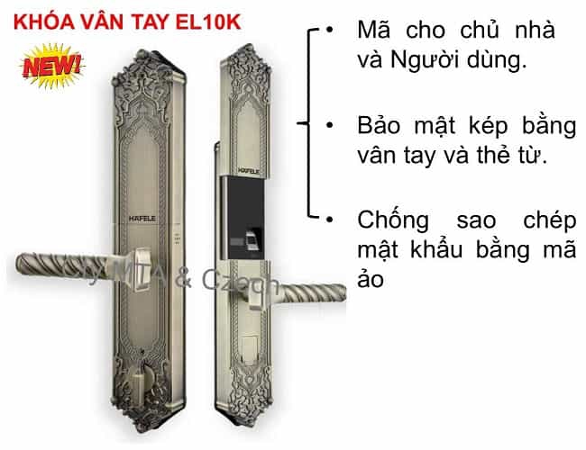 Khóa vân tay Hafele EL10K đồng cổ 912.05.317