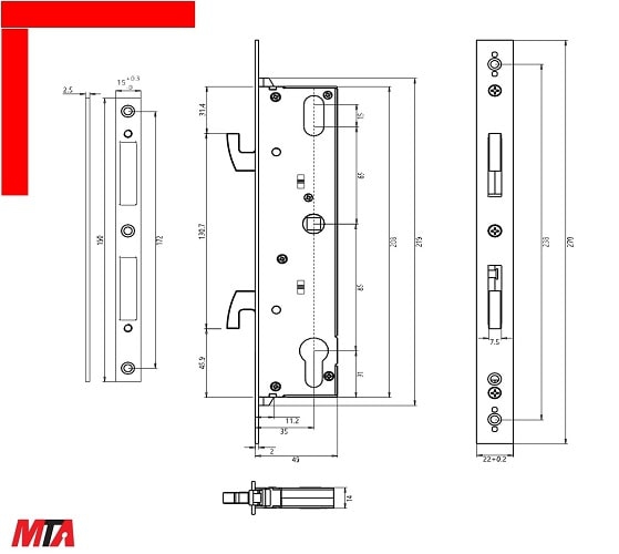 Khóa vân tay Hafele DL6600-SL MSP 912.20.144 cho cửa trượt đố nhỏ 55mm