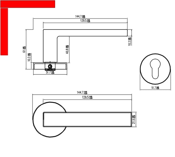 Khóa tay gạt DIY E hafele 499.63.634 màu xám ghi cho cửa phòng