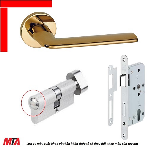 Khóa cửa Hafele DIY set A 499.63.607 mạ vàng PVD cho cửa phòng toilet