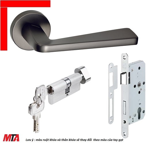 Khóa cửa Hafele tay gạt DIY set D 499.63.626 màu Xám Ghi cho cửa phòng