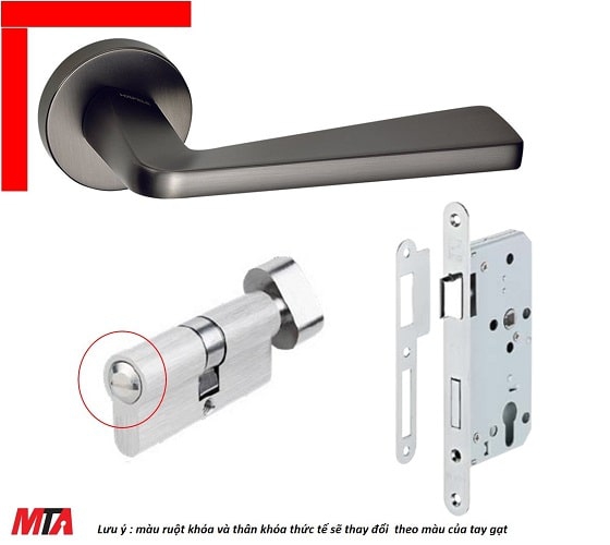 Khóa cửa Hafele tay gạt DIY set D 499.63.630 màu Xam Ghi cho phòng vệ sinh