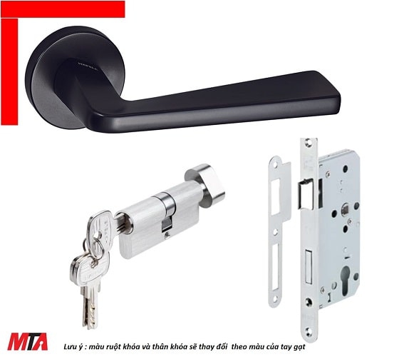 Khóa cửa tay gạt hafele DIY set D 499.63.625 màu Đen mờ cho cửa phòng