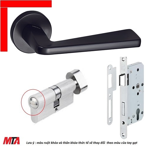 Khóa cửa tay gạt hafele DIY set D 499.63.629 màu Đen mờ cho cửa phòng vệ sinh